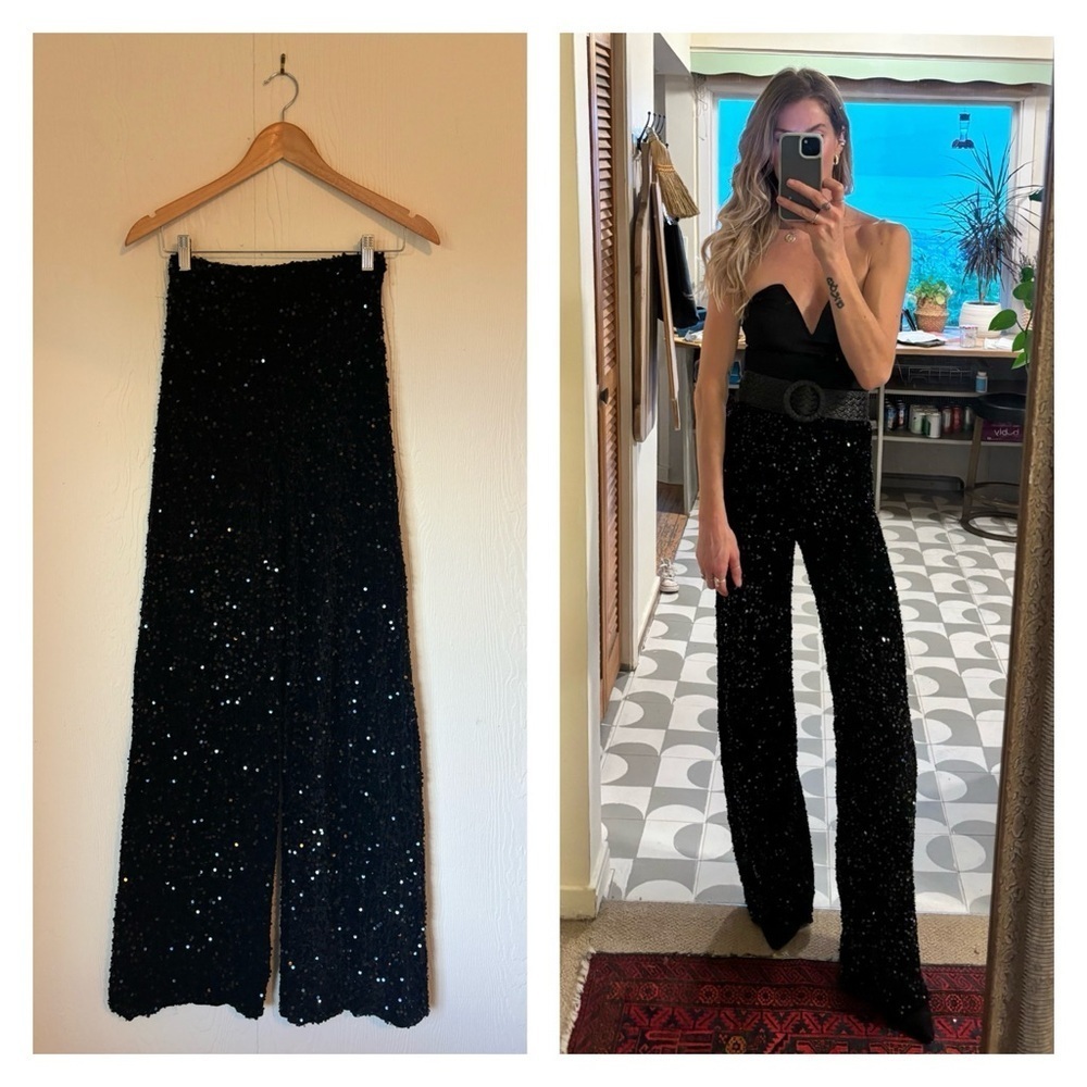 ✨ Handmade Sequin Pants High Waisted Palazzo